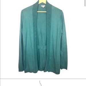 Talbots factory open ribbed teal cardigan size medium